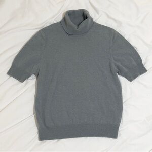 Brooks Brothers Dusty Blue Turtle Neck Cashmere Short Sleeve Sweater